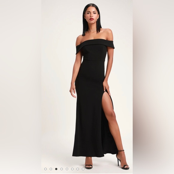 Lulus Dresses & Skirts - Lulu’s Aveline Black Off-the-Shoulder Maxi Dress sz L